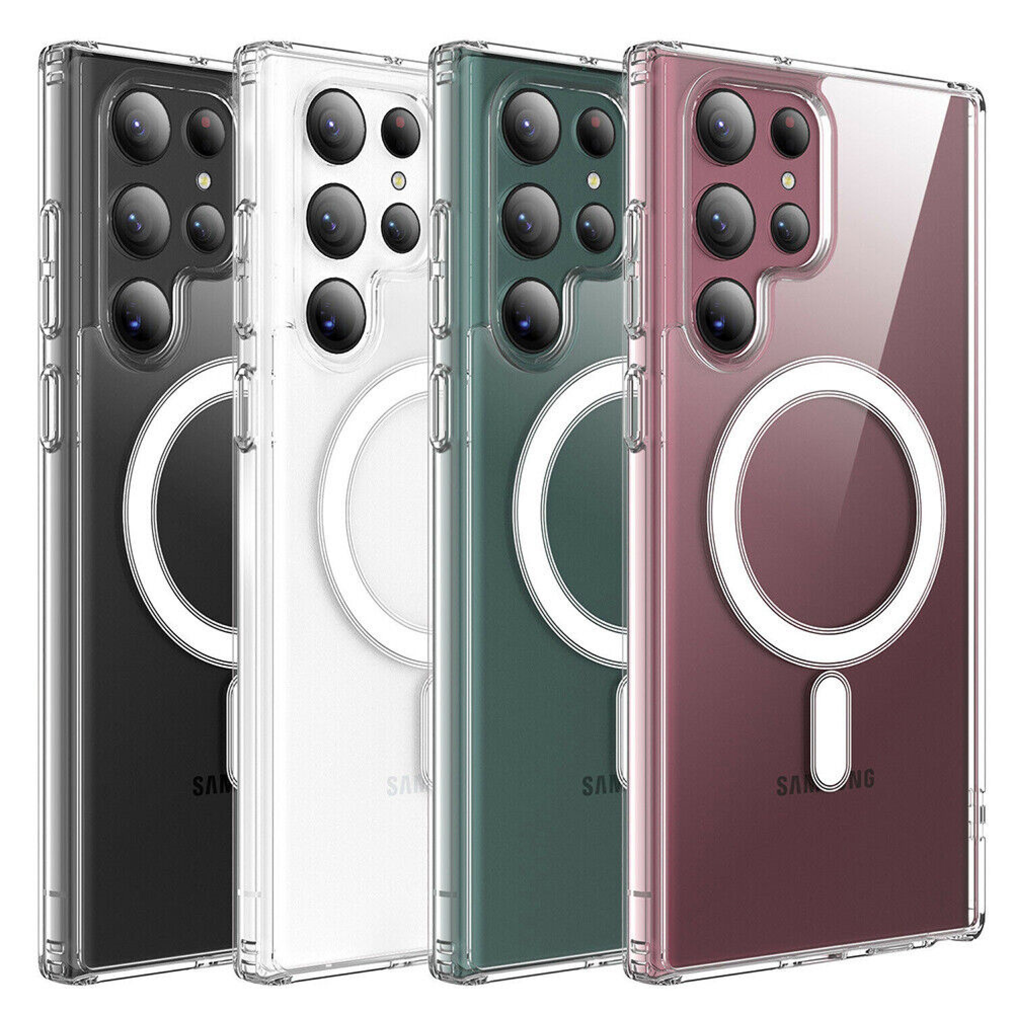 Funda para Samsung Galaxy S22 Ultra 5G de 6.8" Case Minimalista Transparente Compatible con Cargador Magsafe y Carga Inalambrica Cubierta A Prueba De Golpes Uso Rudo Anti-Amarillo