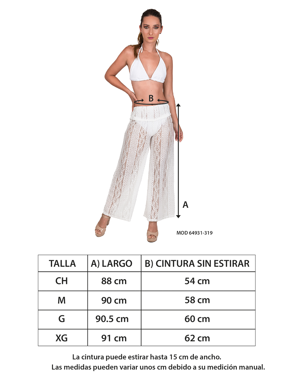 Salida de Playa Pantalón para Mujer, Cover Up Cubrir Bikini, Pantalón de Playa Pareo Largo de Encaje, Cómodo y Fresco