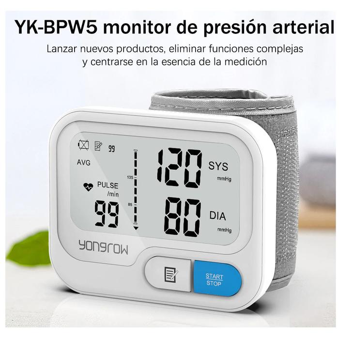 Medidores de Presión para Ancianos MXPSX-001-18 1pza Blanco LCD 2 Pilas AAA 135 a 195mm Diámetro Muñeca PressuLux