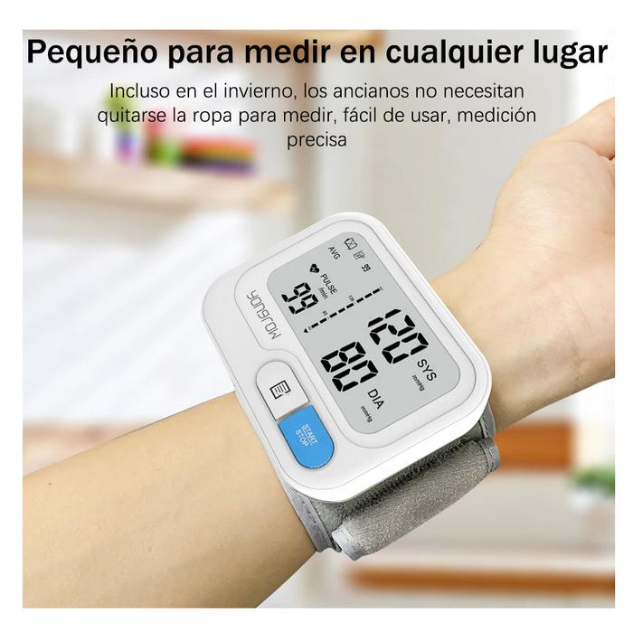 Medidores de Presión para Ancianos MXPSX-001-18 1pza Blanco LCD 2 Pilas AAA 135 a 195mm Diámetro Muñeca PressuLux