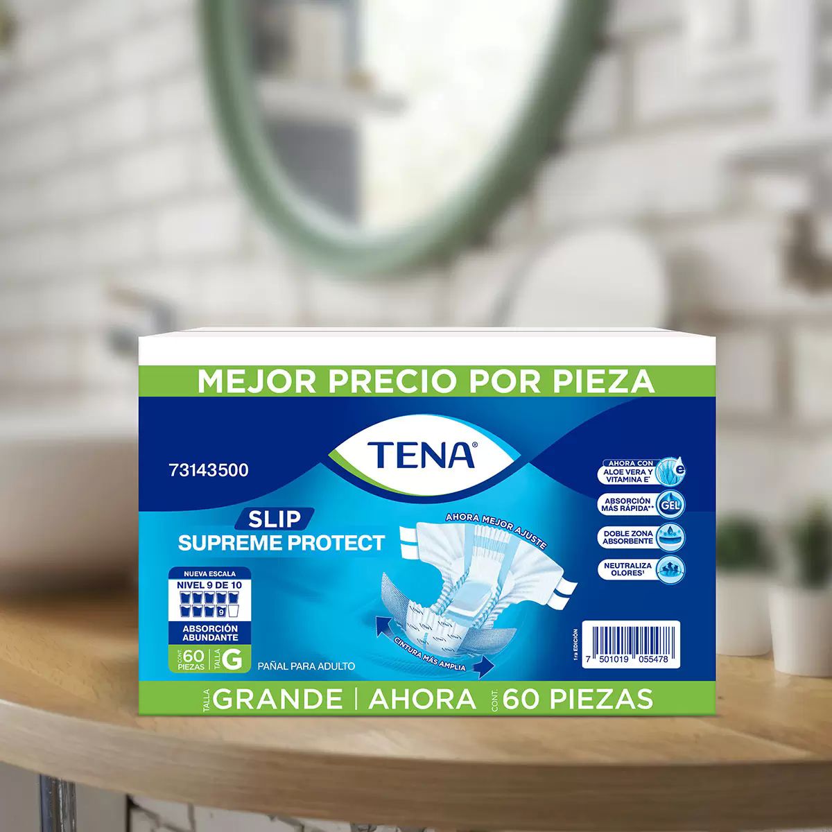 Pañales Para Adulto Tena Slip Supreme Grande 60 piezas 