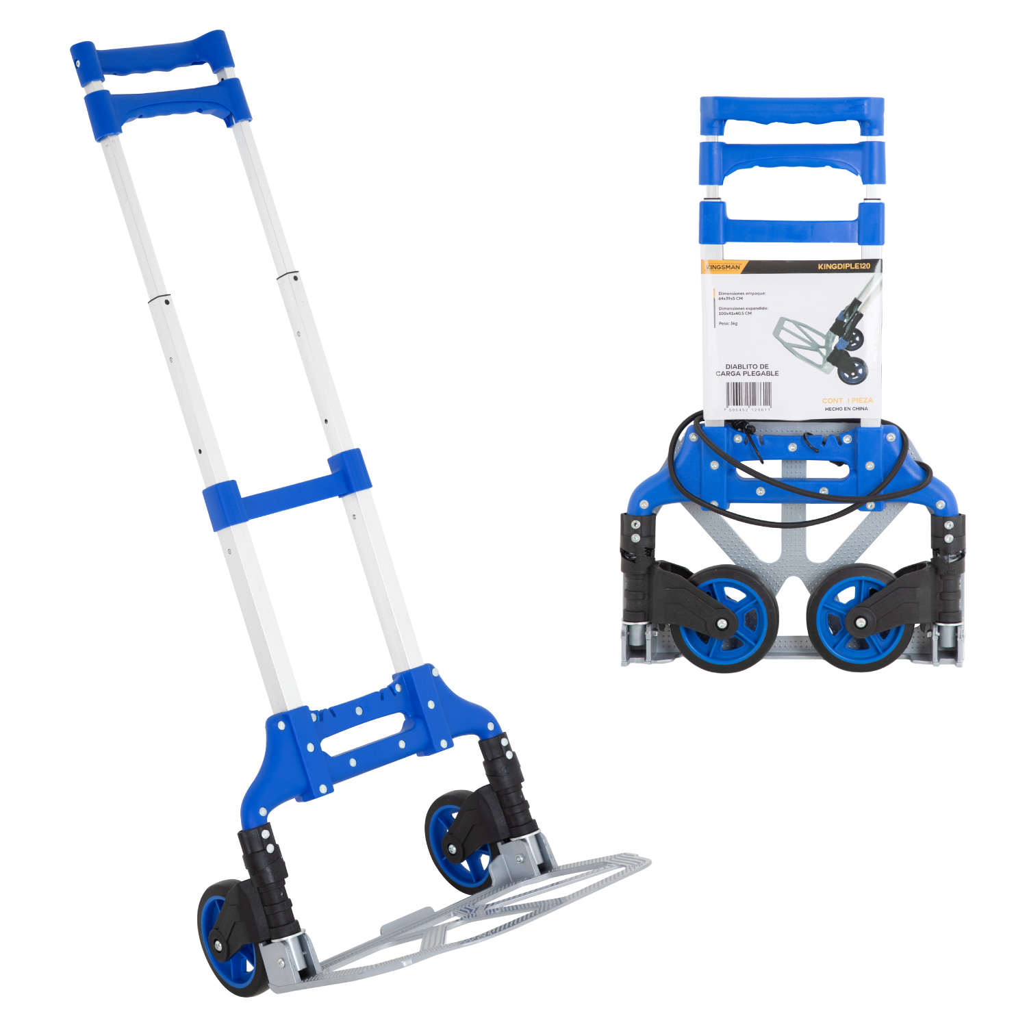 Diablito de Carga Extensible Carrito Plegable 100kg Kingsman