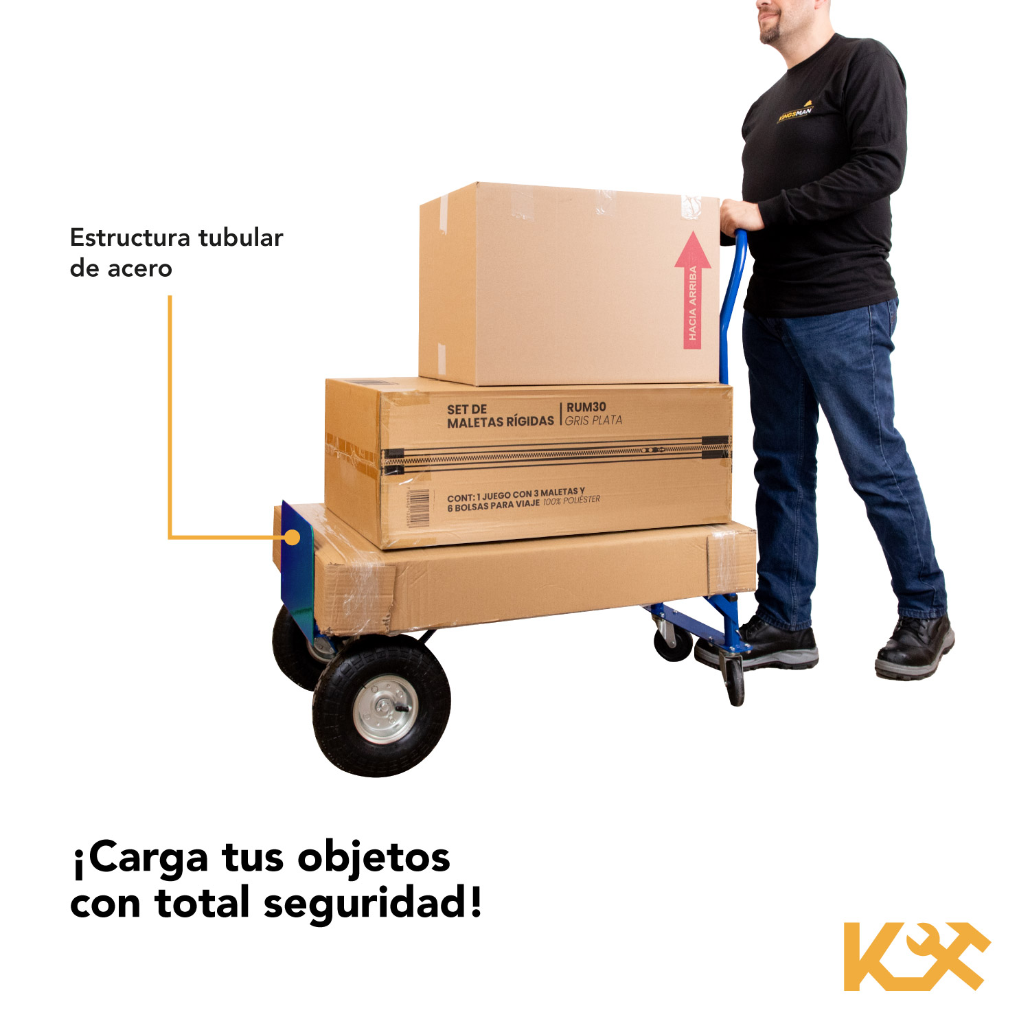 Diablito Carga Plataforma Rueda Neumatica 200/400 kg Acero 