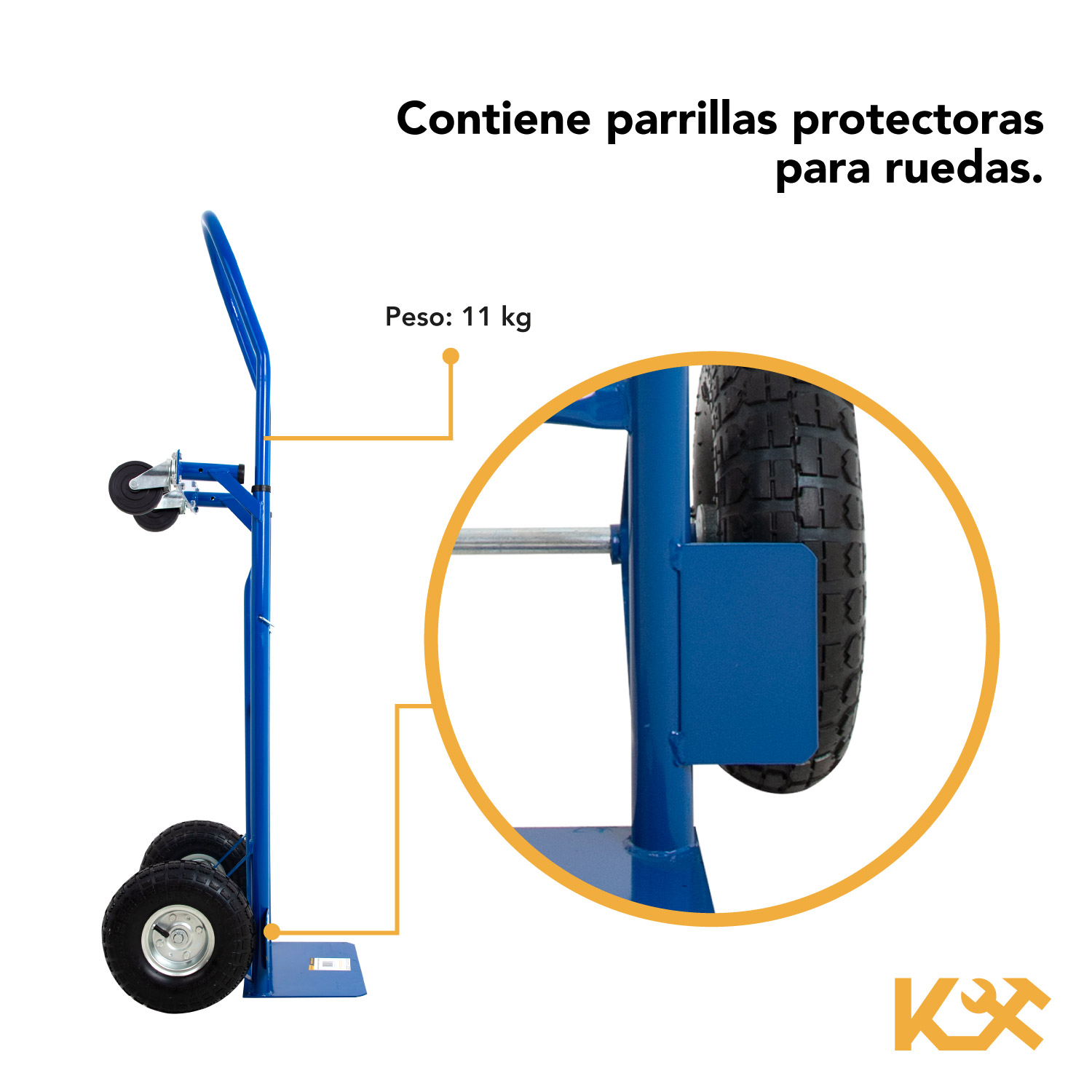 Diablito Carga Plataforma Rueda Neumatica 200/400 kg Acero 