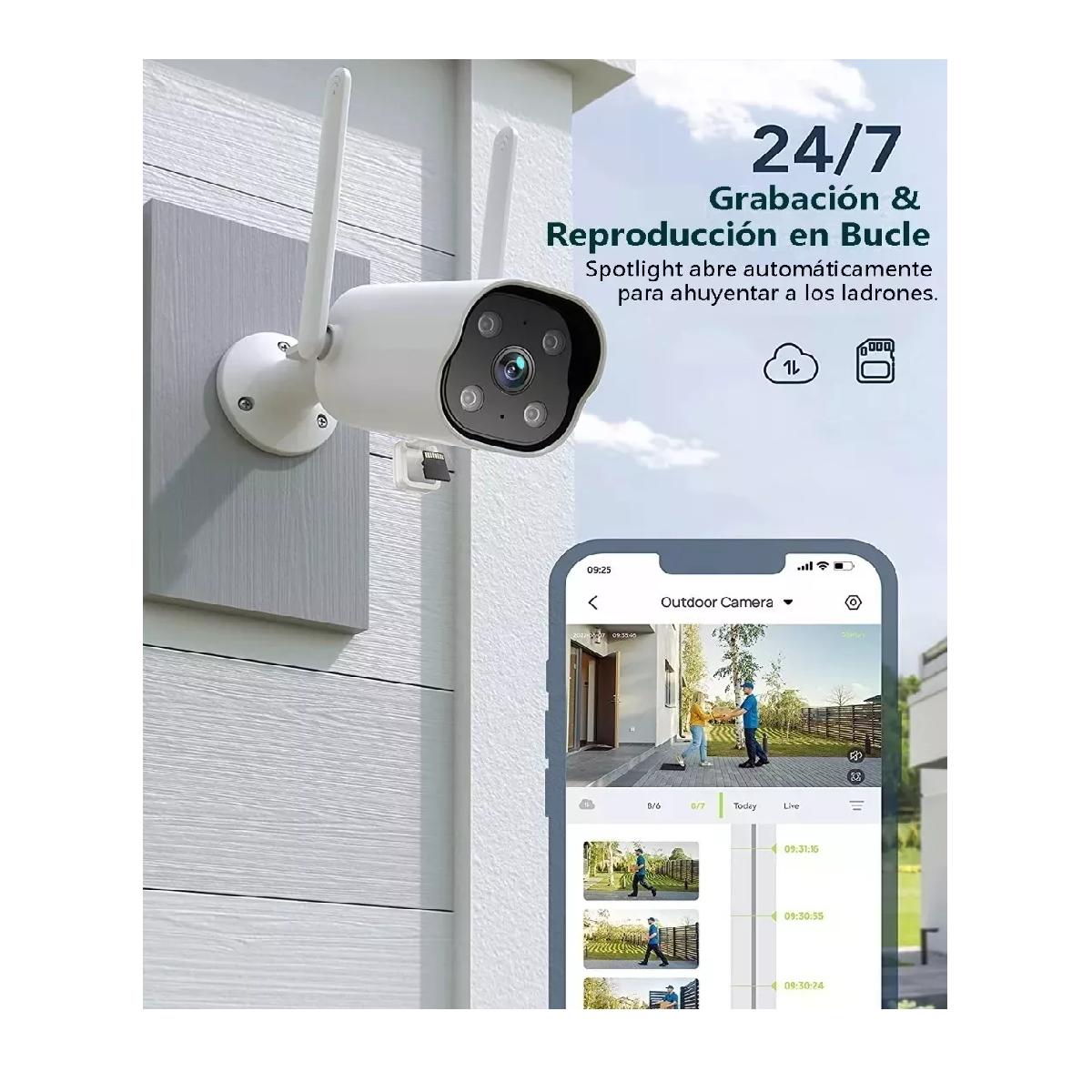  Cámara De Seguridad Wifi Exterior Inalámbrica Con Alexa 2k