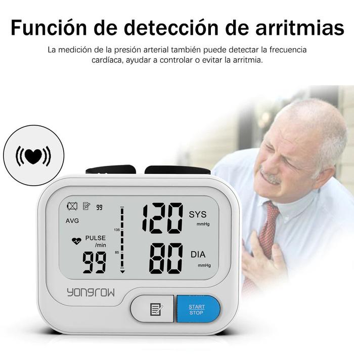 Manómetros para adultos MXPSX-001-14 1pza Blanco LCD 2 Pilas AAA 135 a 195mm Diámetro Muñeca PressuLux
