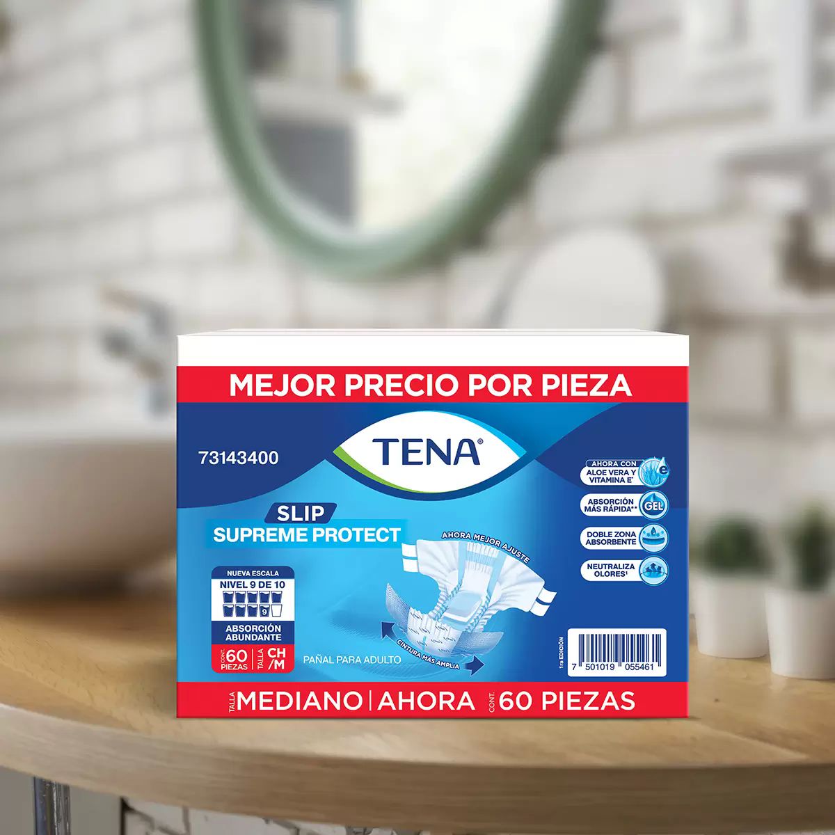 Pañales Para Adultos Tena Slip Supreme Mediano 60 piezas