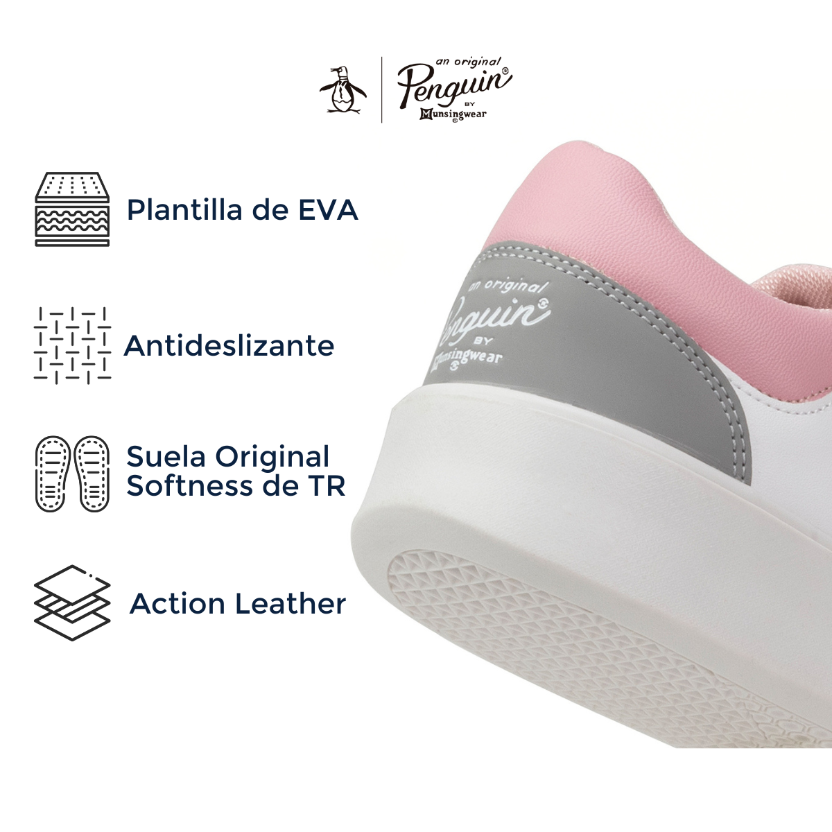Tenis Original Penguin Style Janny De Dama Blanco-Rosa