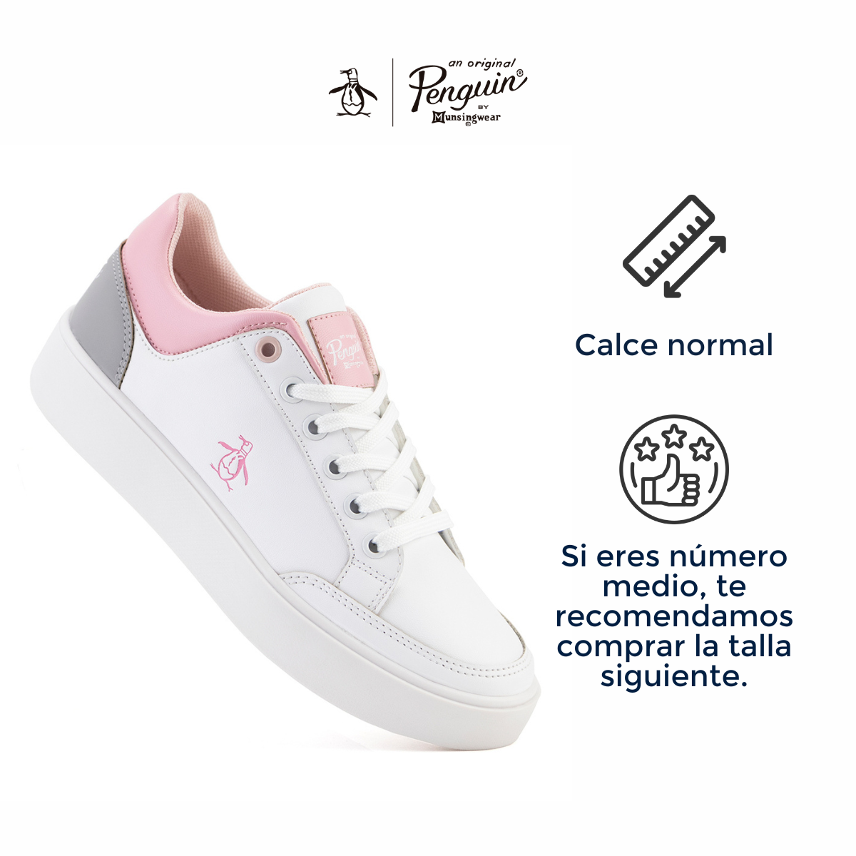 Tenis Original Penguin Style Janny De Dama Blanco-Rosa