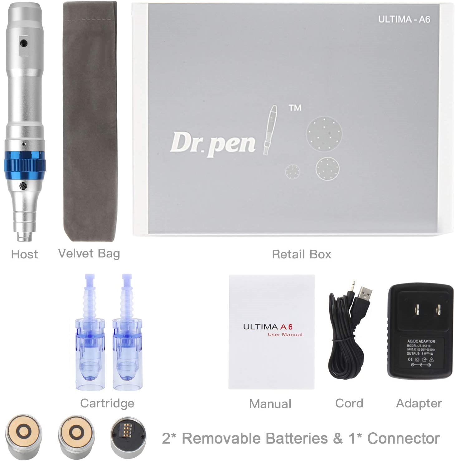 Dermapen Dr Pen A6 Mas 12 Cartuchos Sellados (6 DE 12 PINES Y 6 DE 42 PINES)