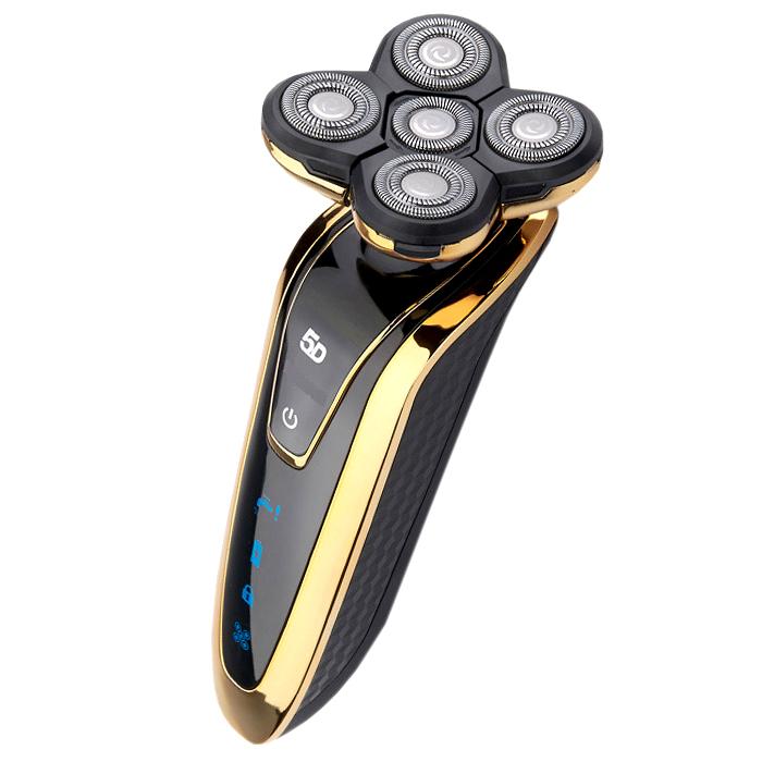 Recortadora para barba y delineado, MXZOR-003-6, Oro, 120V, 5 Navajas, Recargable, Giratorio, 60Min,, RazorPro