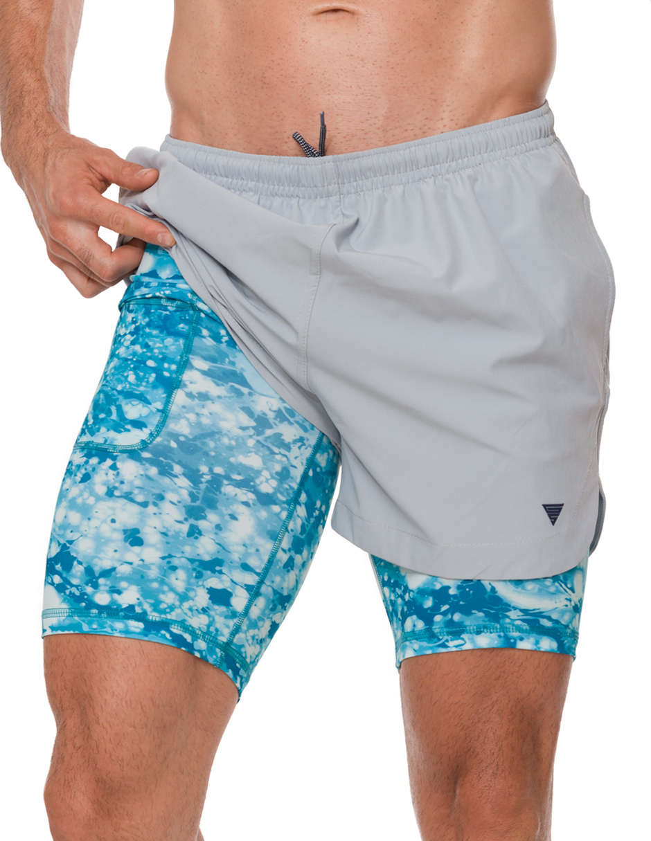 Traje de Baño Para Hombre y Adolescente para Nadar y Gym, Bañador Short Estampado Multideporte De Secado Rápido con Licra Interna De compresión, Modelo SPLASH OUT