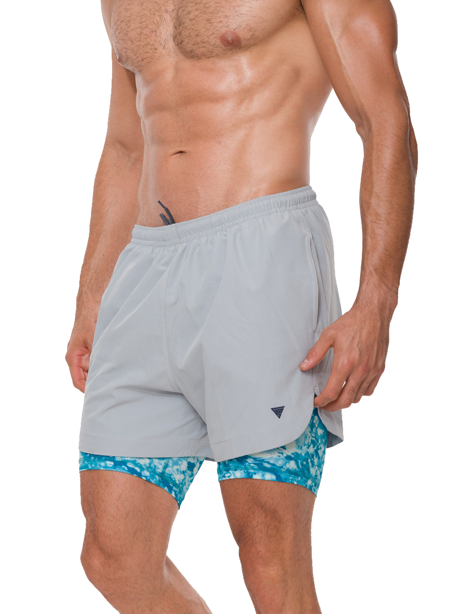 Traje de Baño Para Hombre y Adolescente para Nadar y Gym, Bañador Short Estampado Multideporte De Secado Rápido con Licra Interna De compresión, Modelo SPLASH OUT