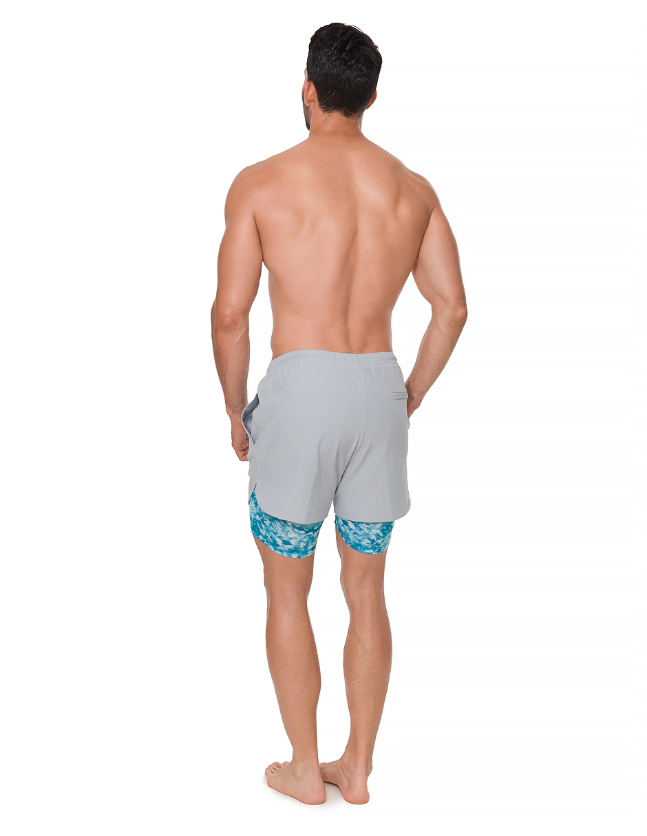 Traje de Baño Para Hombre y Adolescente para Nadar y Gym, Bañador Short Estampado Multideporte De Secado Rápido con Licra Interna De compresión, Modelo SPLASH OUT