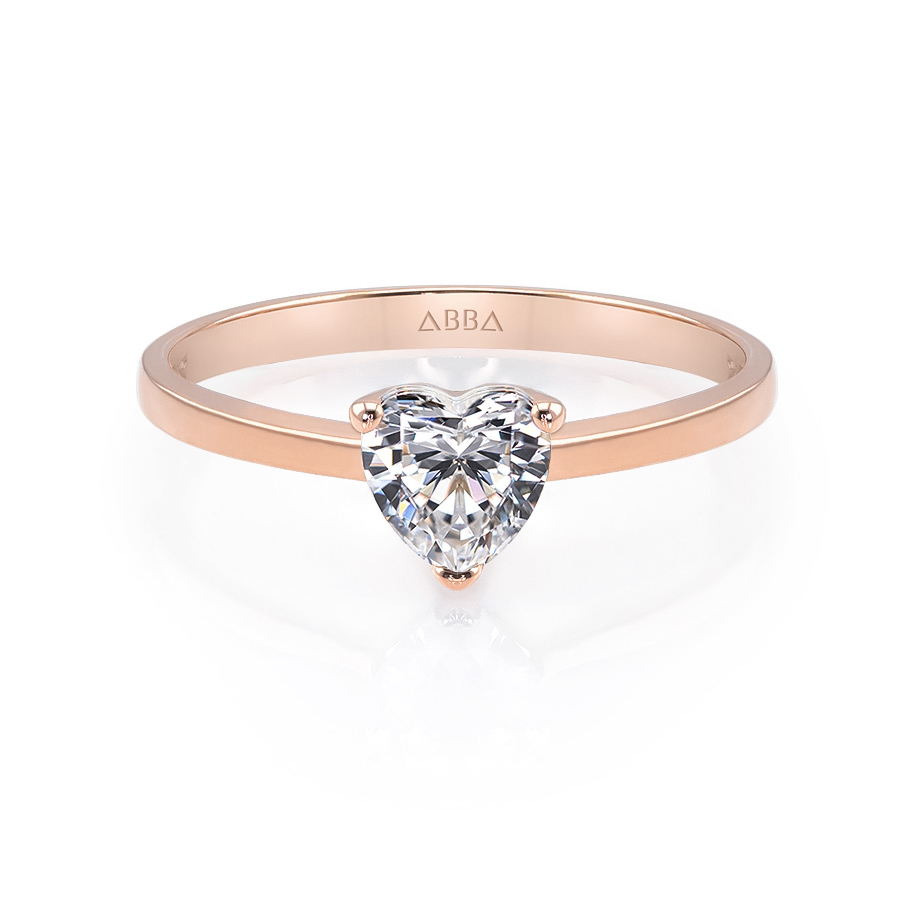 ANILLO DE COMPROMISO 10K ORO ROSA CON PIEDRA CORAZÓN SWAROVSKI ABBA JOYAS