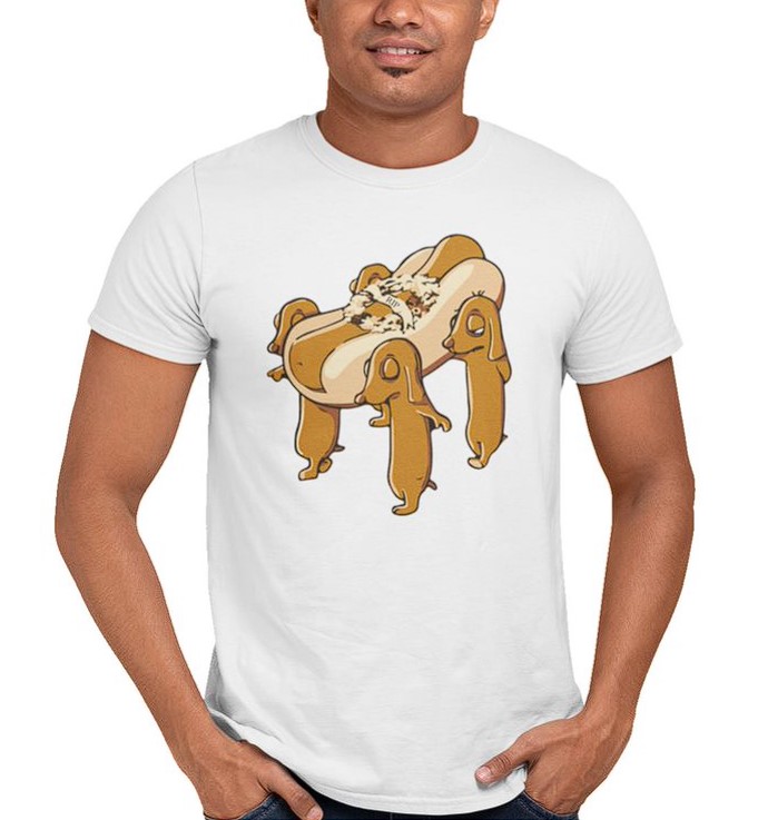 Playera Caballero Dama y Niño Perrito Caliente Meme Mascotas Perros
