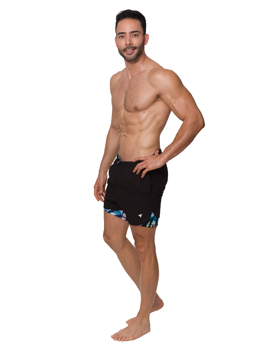 Traje de Baño Para Hombre y Adolescente para Nadar y Gym, Bañador Short Estampado Multideporte De Secado Rápido con Licra Interna De compresión, Modelo PARADISE COLOR