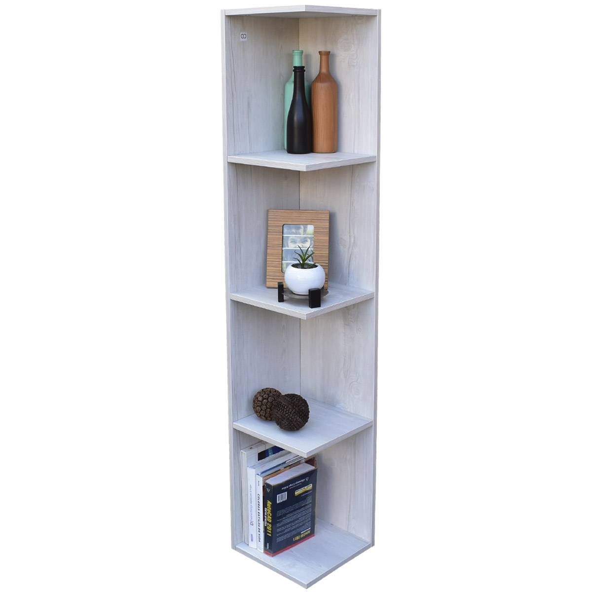 Mueble esquinero con Repisas Cuadradas Fabricado en Melamina Texturizada de Alta Resistencia , color Blanco