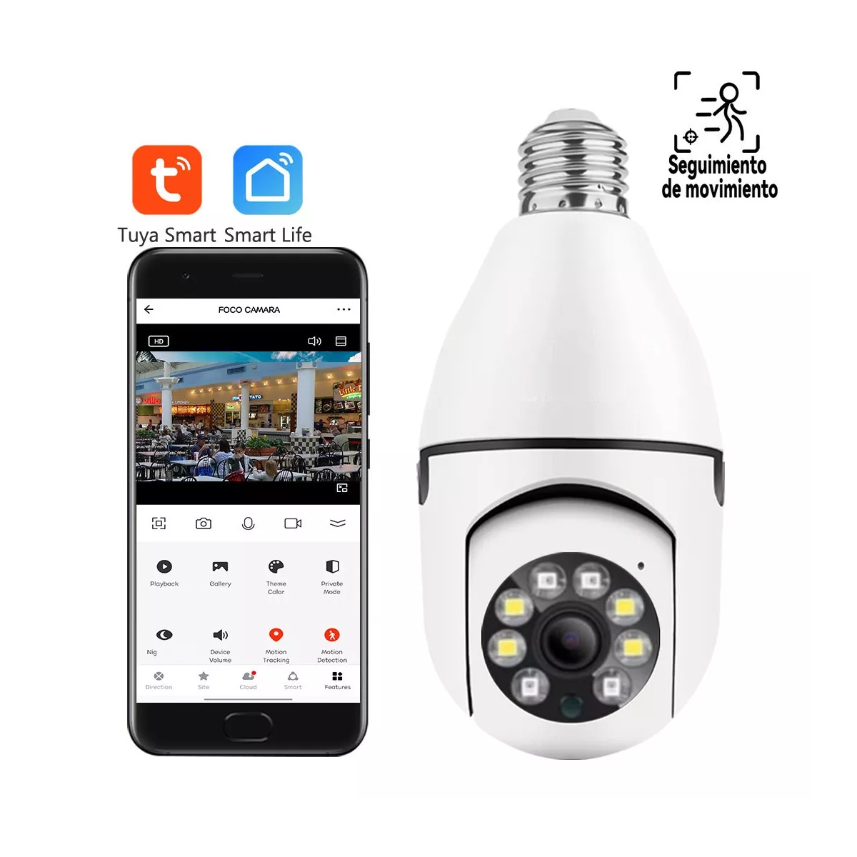 Foco Cámara Seguridad Ip E27 Alarma Vigilancia