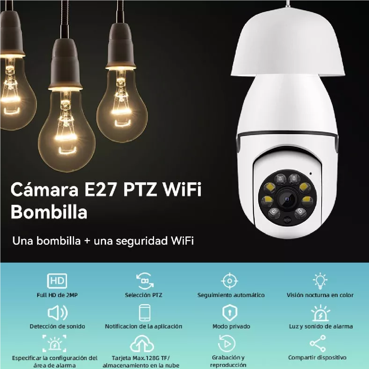 Foco Cámara Seguridad Ip E27 Alarma Vigilancia