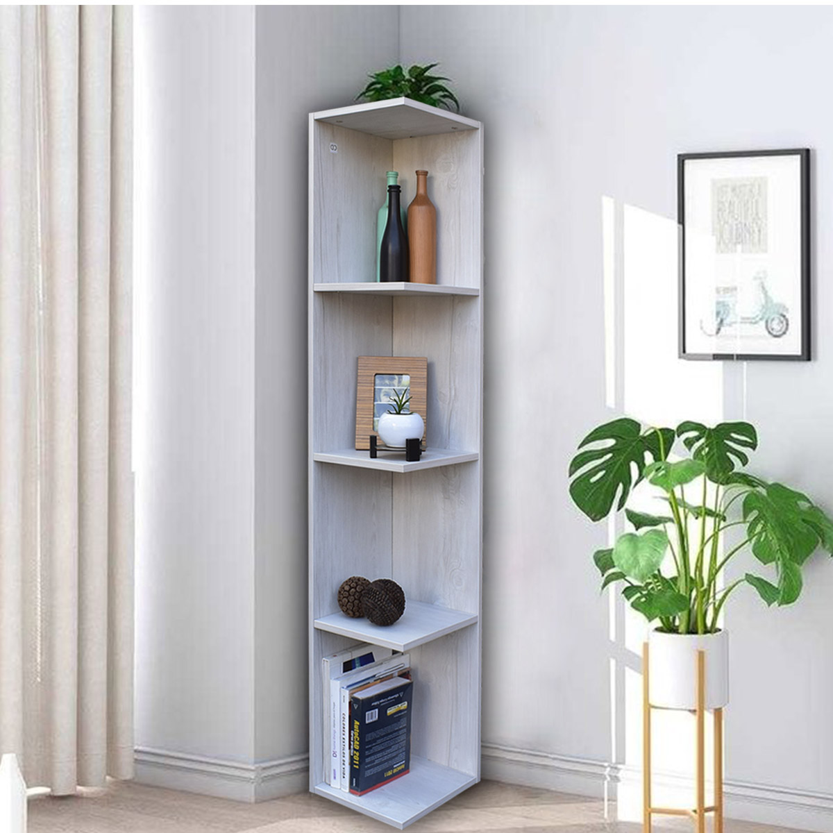 Mueble esquinero con Repisas Cuadradas Fabricado en Melamina Texturizada de Alta Resistencia , color Blanco