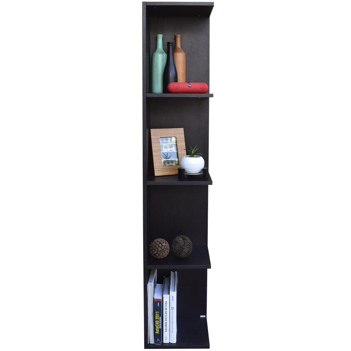 Mueble esquinero con Repisas Cuadradas Fabricado en Melamina Texturizada de Alta Resistencia, color Chocolate