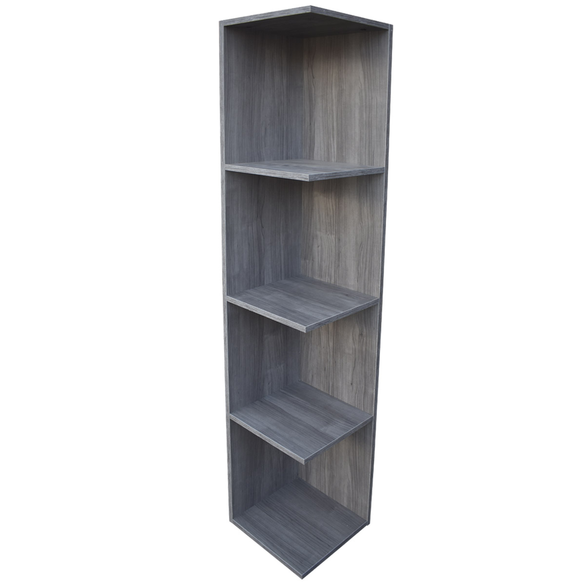 Mueble esquinero con Repisas Cuadradas Fabricado en Melamina Texturizada de Alta Resistencia, color Gris