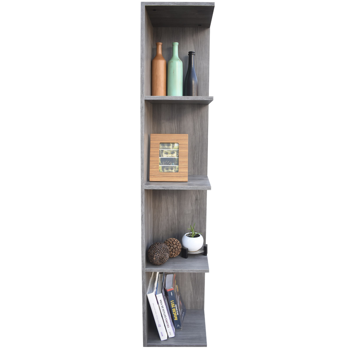 Mueble esquinero con Repisas Cuadradas Fabricado en Melamina Texturizada de Alta Resistencia, color Gris