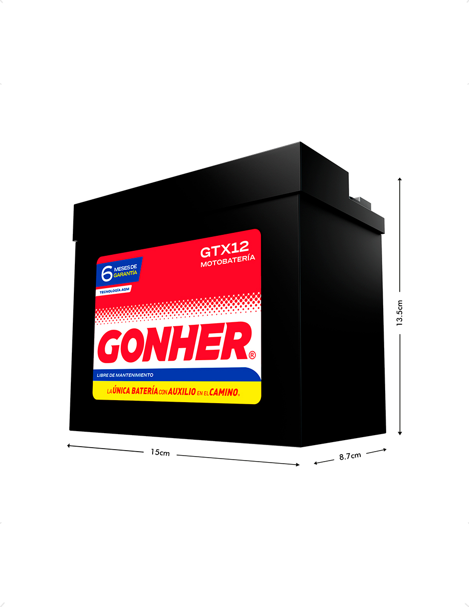 Gonher Moto Batería Tipo Gel Agm 1030005 Gtx12 Ctx12-bs Ytx12-bs