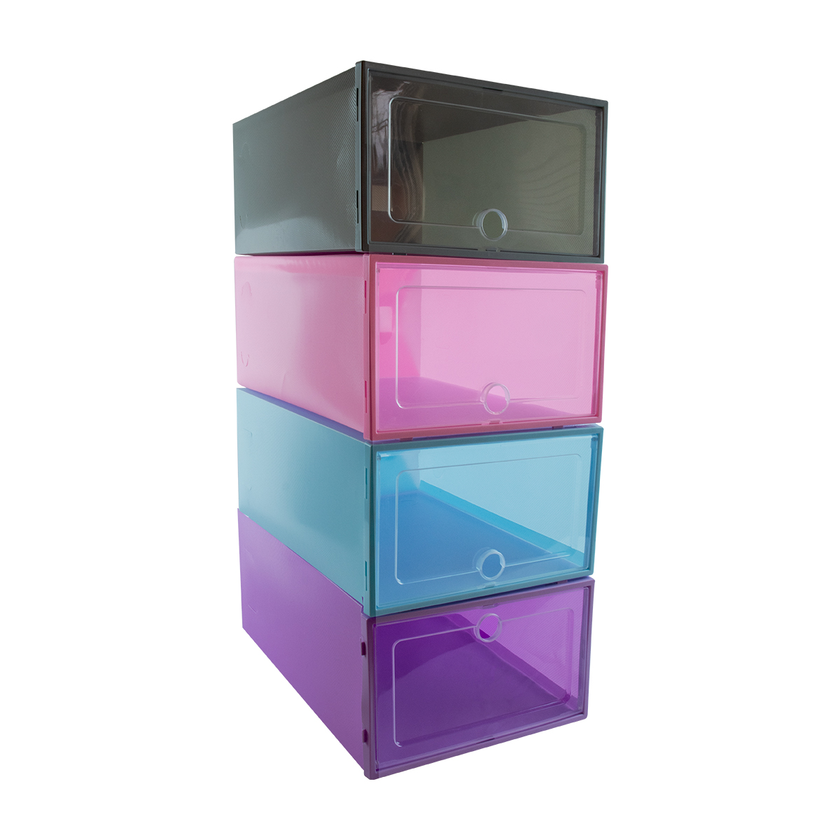 Cajas Organizadoras Apilables 6 pzas Prácticas y fácil de ocupar, guardar y/o conservar Tv Ofertas Multicolor 100% desmontables con puerta frontal de plástico duro transparente.