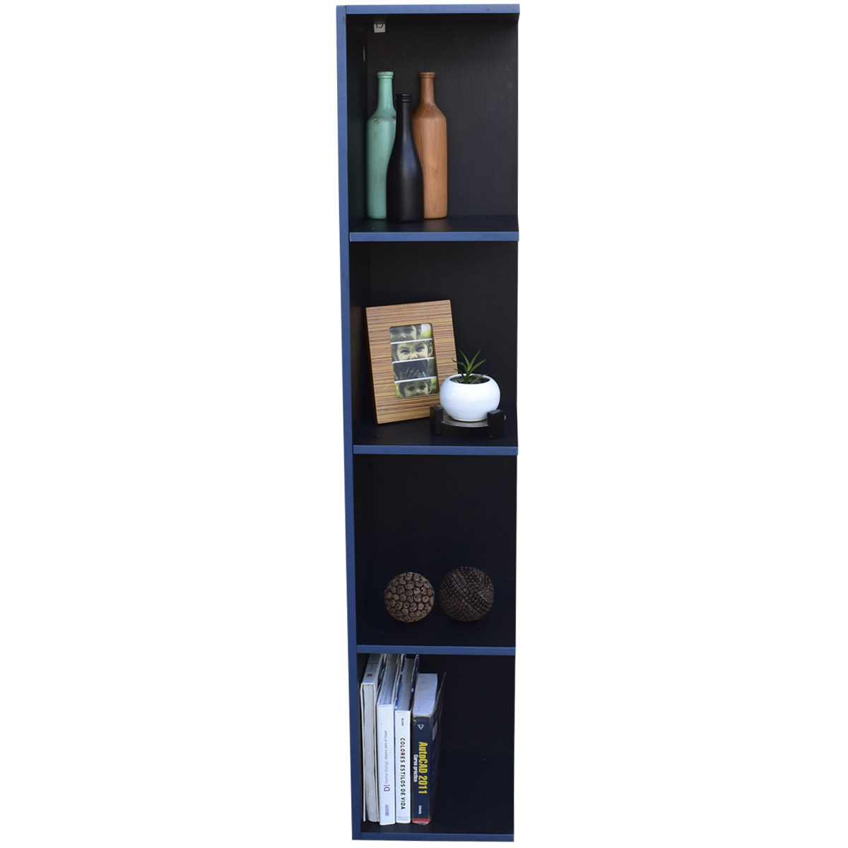 Mueble esquinero con Repisas Cuadradas Fabricado en Melamina Texturizada de Alta Resistencia, color Negro Azul