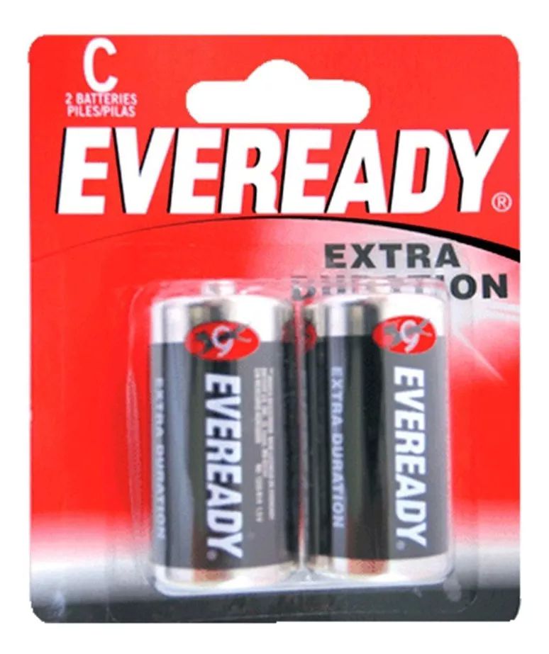 Blister 2 Pilas C Zinc Carbón 1.5v Baterías Eveready