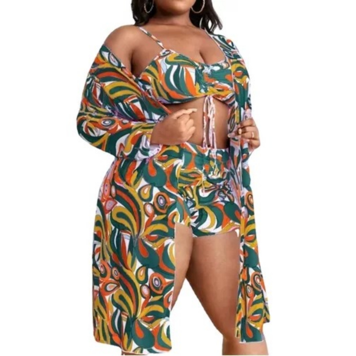 Traje De Baño Sexy Conjunto 3 Piezas Para Curvy