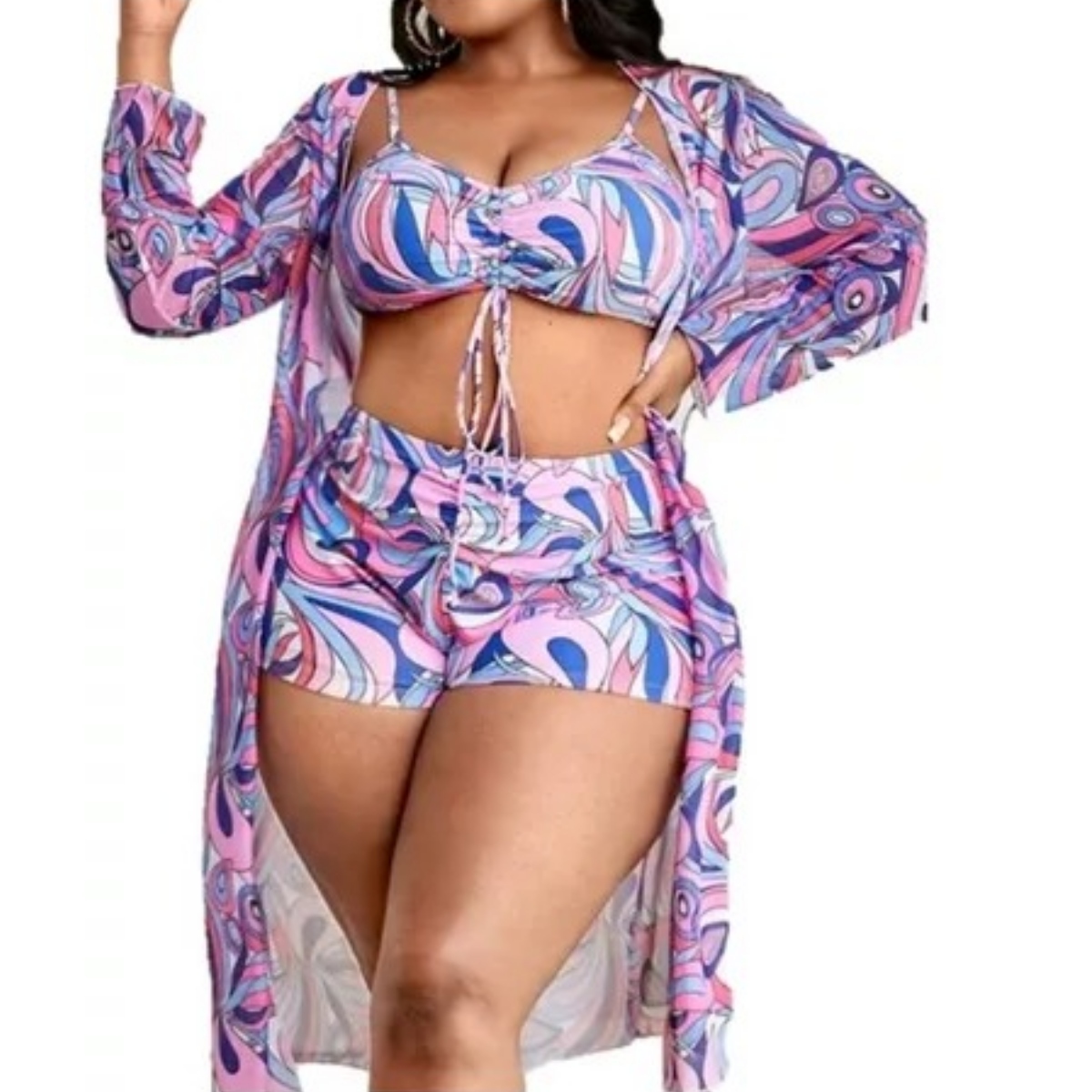 Traje De Baño Sexy Conjunto 3 Piezas Para Curvy