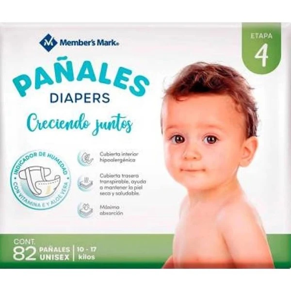 Pañales Desechables Members Mark Etapa 4 82 Piezas Unisex