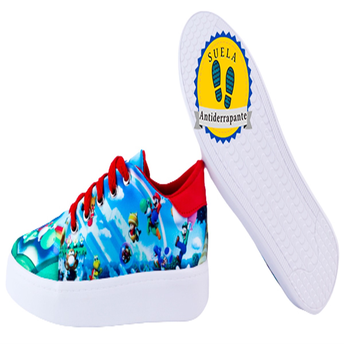 Tenis Super Mario Bros Niño Videojuego Agujeta 446-armb