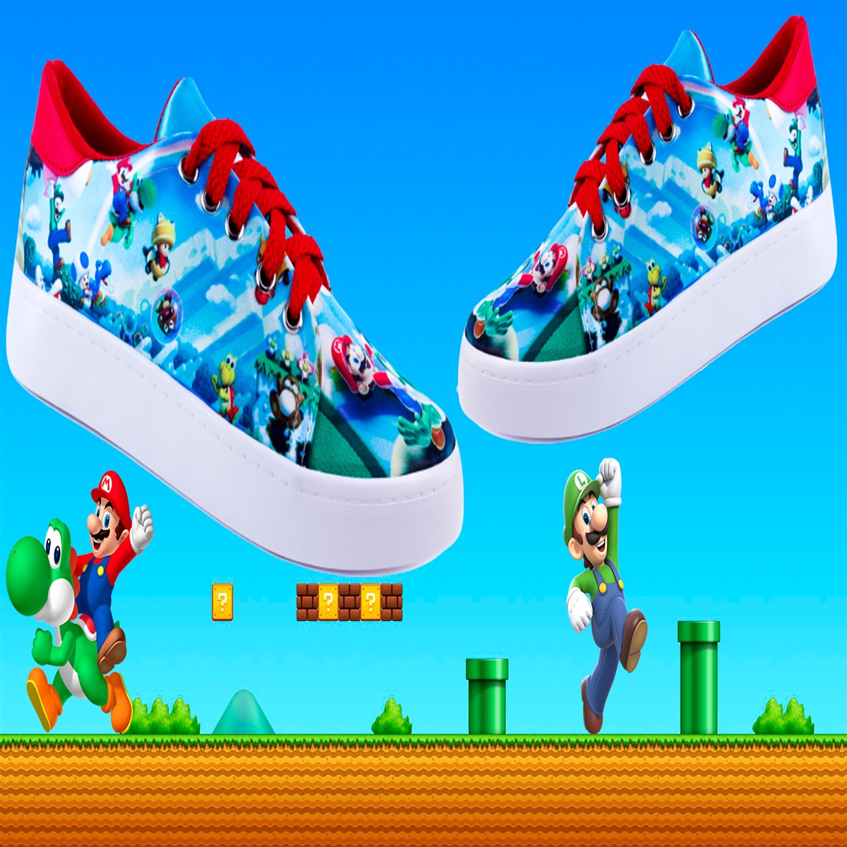 Tenis Super Mario Bros Niño Videojuego Agujeta 446-armb