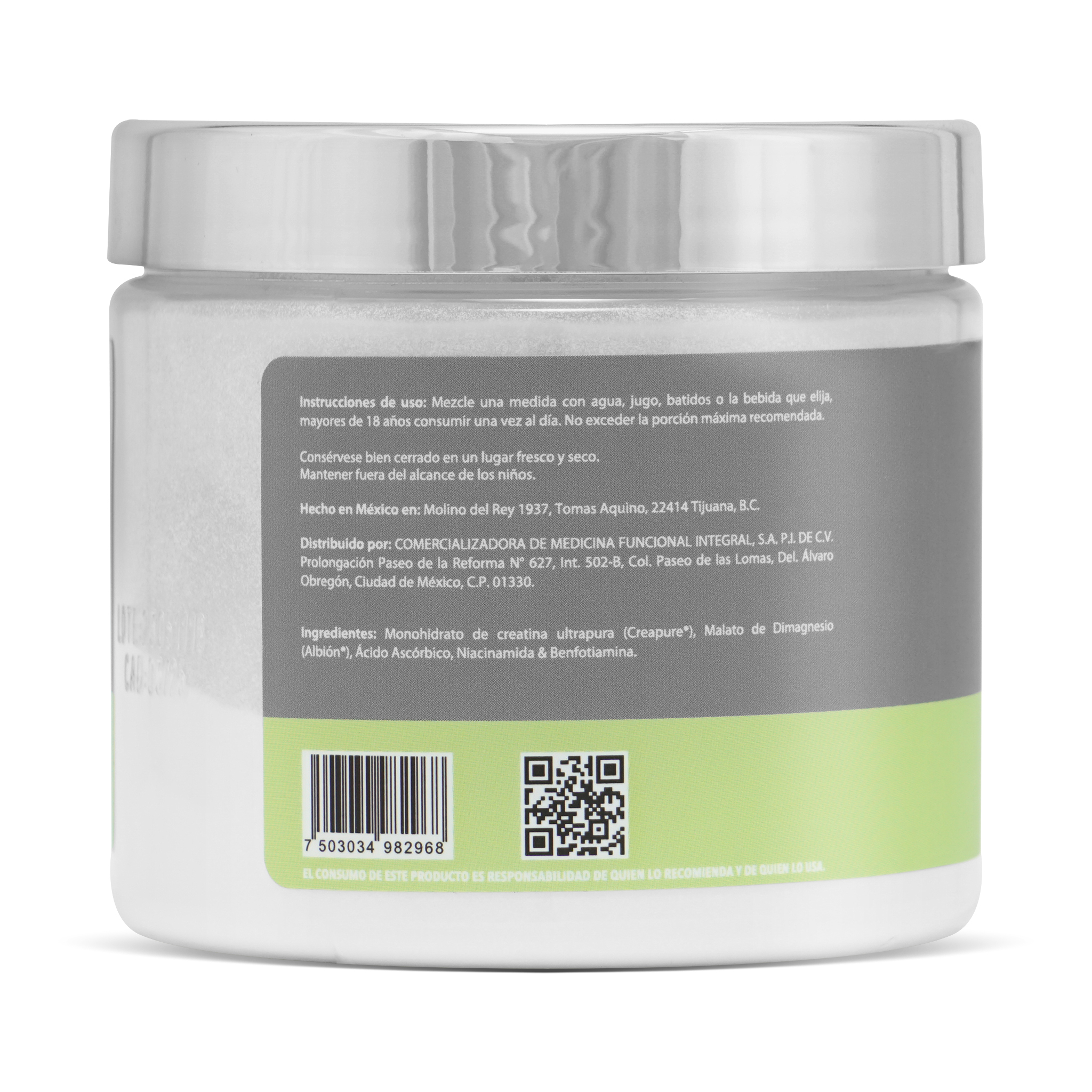 Suplemento En Polvo Creatina Monohidratada Creapure Stronger Matter