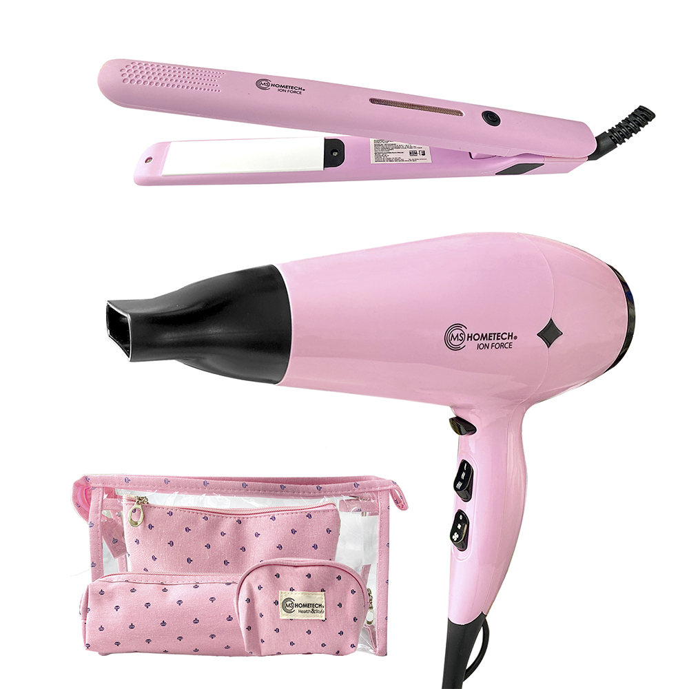 Combo de belleza, Secadora y Alaciadora MS Hometech HS-100 Incluye Cosmetiquera