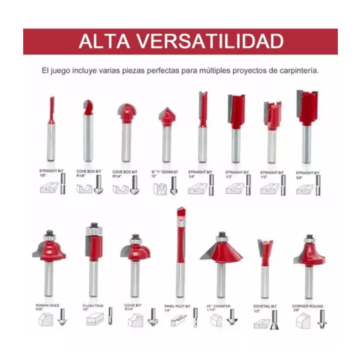 Brocas Fresas 1/4 Router Rebajadora Carburo 15pz