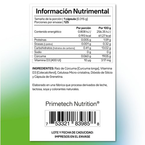 Vitamina D3 VITA-D400 con Cúrcuma 400 UI