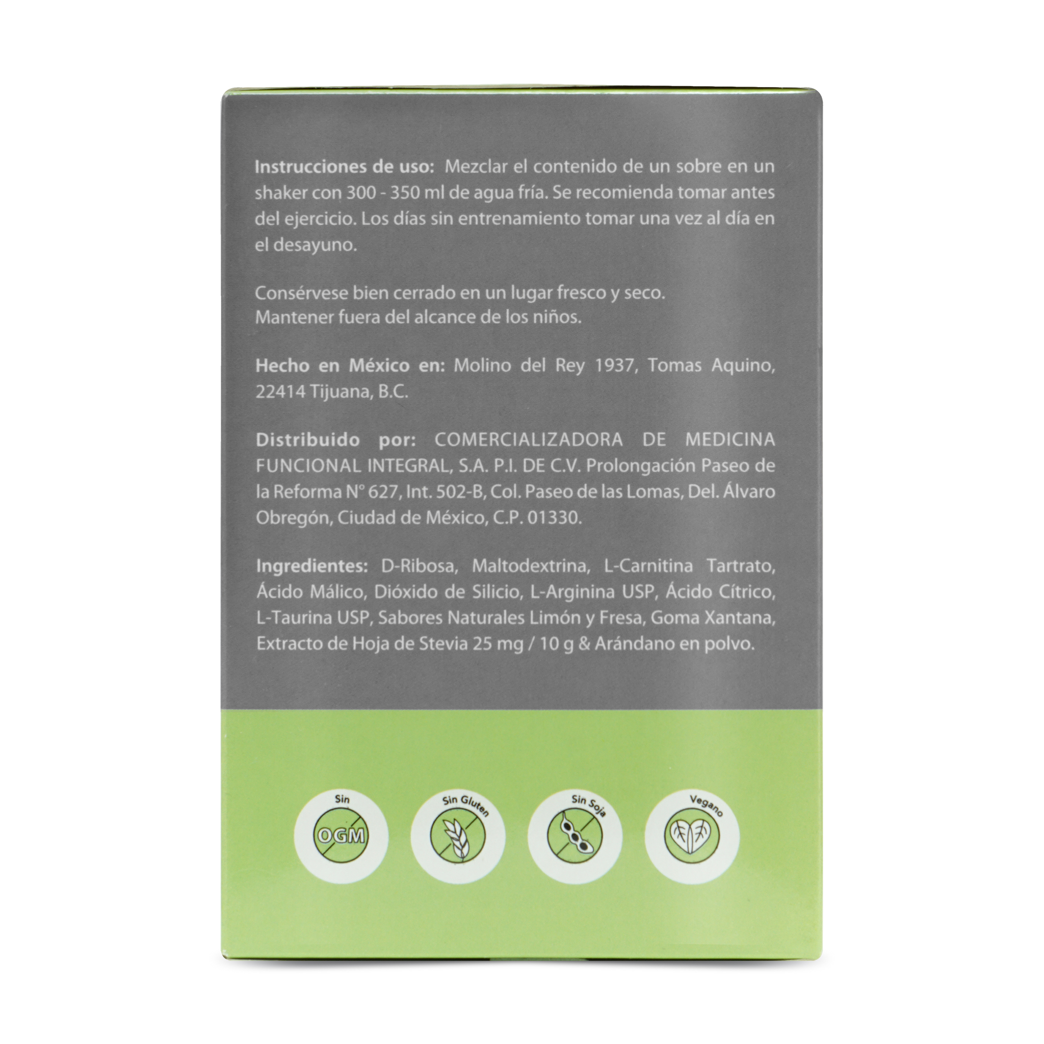 D-ribosa L-carnitina L-taurina L-arginina Mito Fuel, Matter