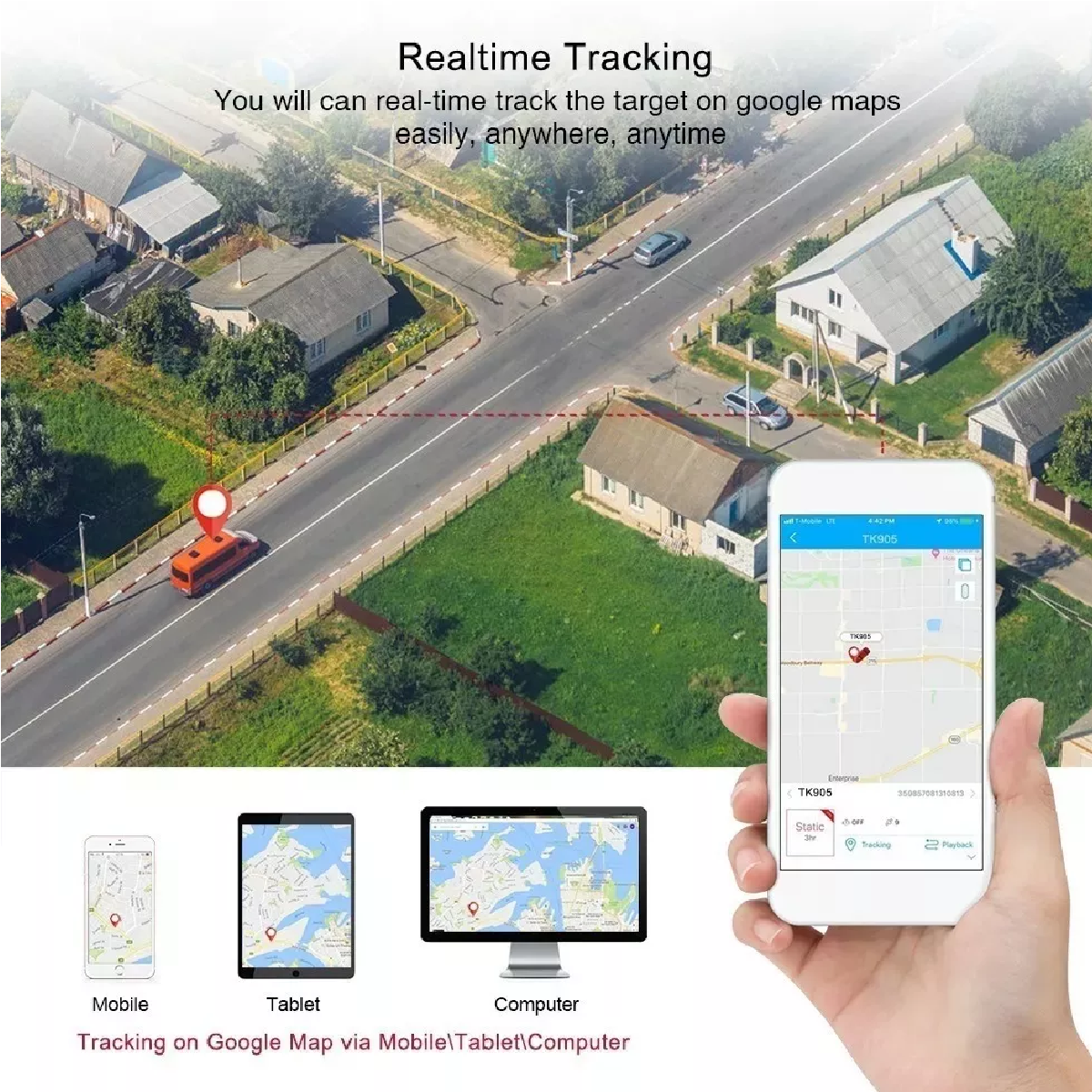 Localizador Rastreador Portátil Mini Gps Auto Tk905 
