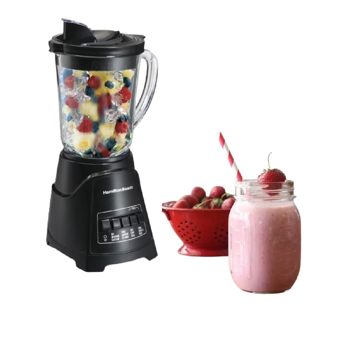 LICUADORA 10VEL 1.2LT VASO DE VIDRIO POWER ELITE NEGRA HAMILTON BEACH