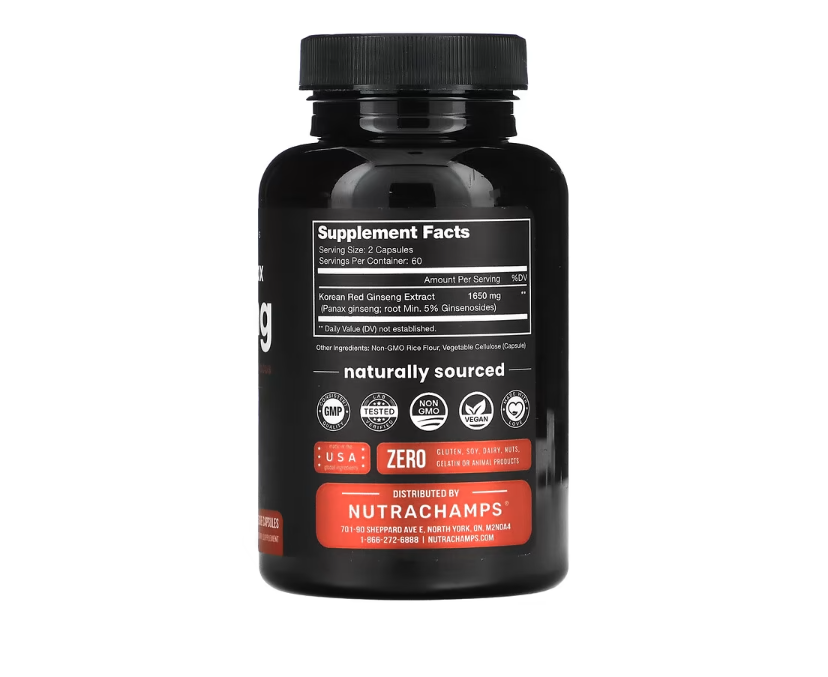 Nutra Champs Korean Panax Ginseng 1650mg 120 capsulas