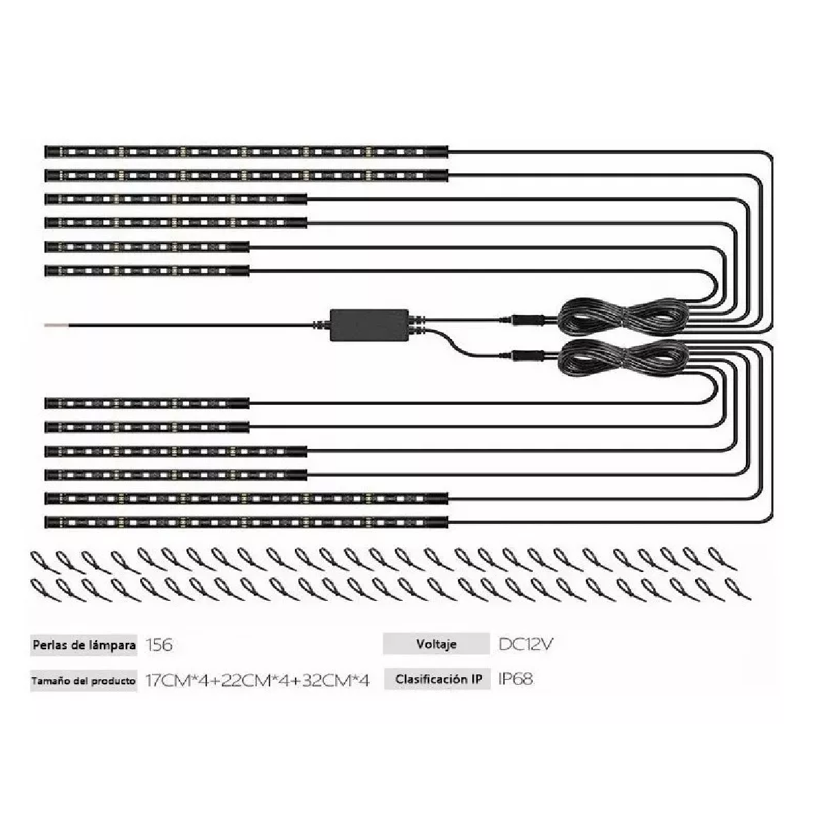 Juego De 12 Tiras Luces Rgb Led Para Motocicleta C/bluetooth