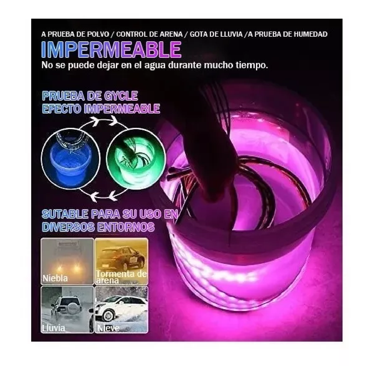 Juego De 12 Tiras Luces Rgb Led Para Motocicleta C/bluetooth