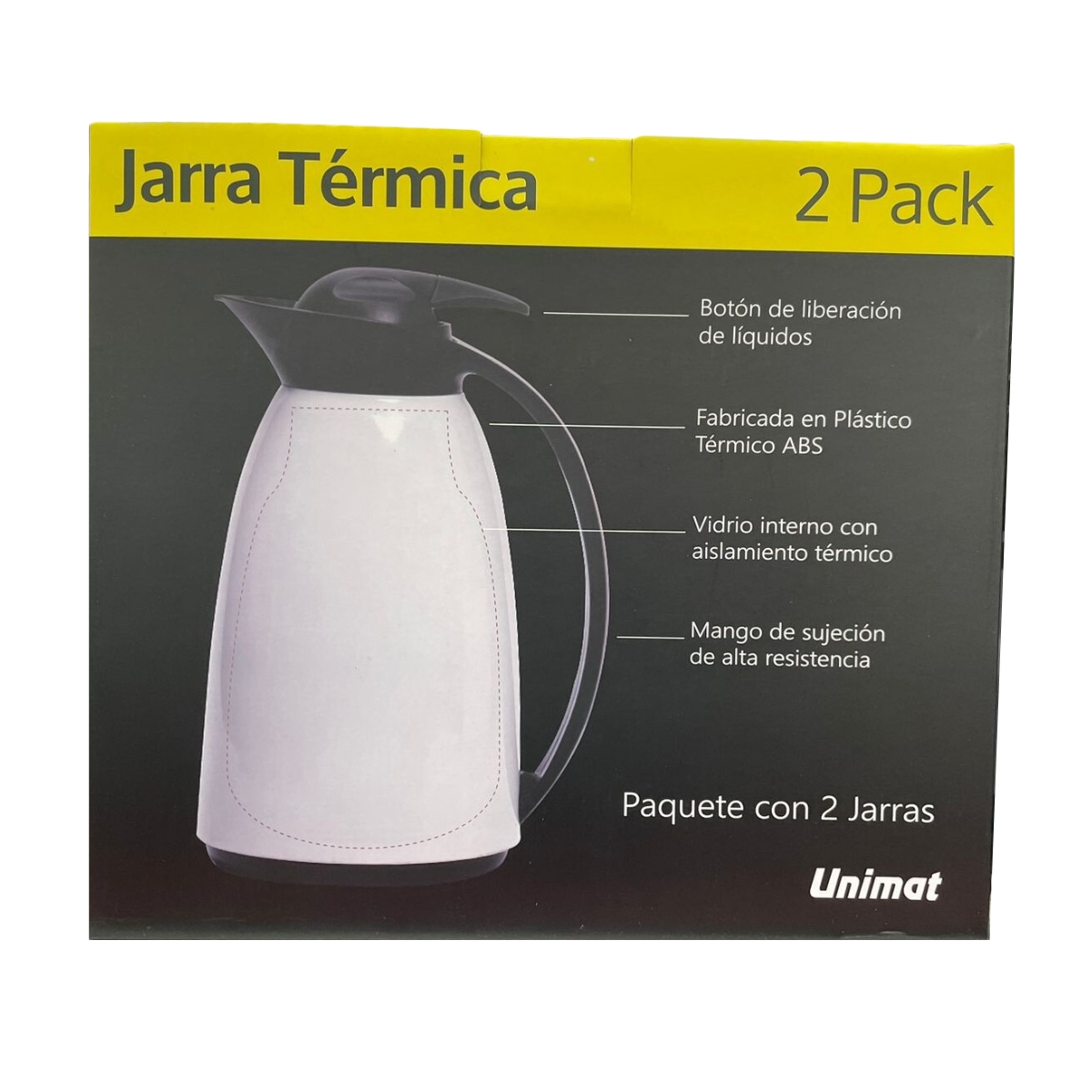 2 Jarras Térmicas Unimat 980027055 Capacidad 1 Litro - Blanco
