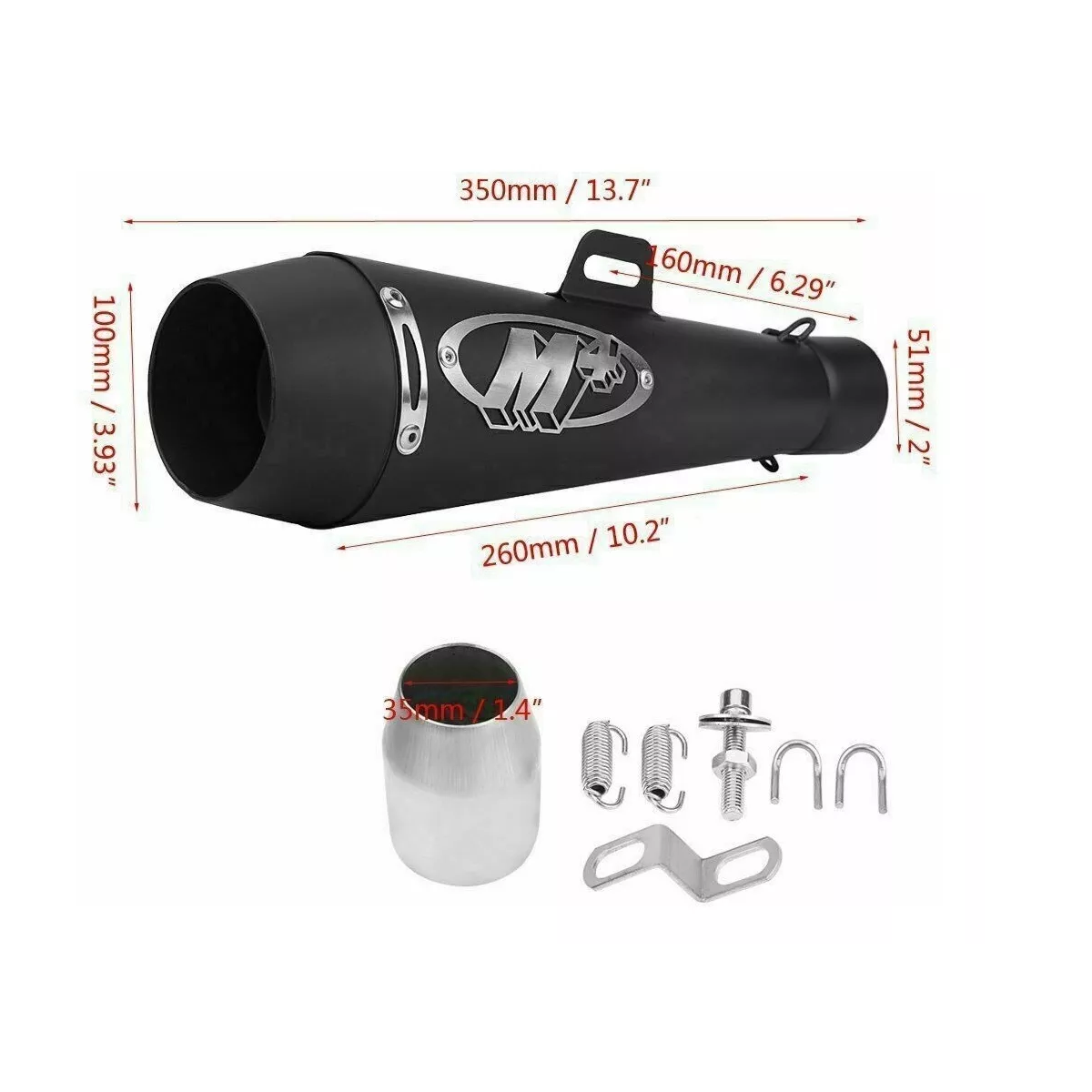 Escape Moto Deportivo 51mm Acero Inoxidable Y Silenciador M4 Negro