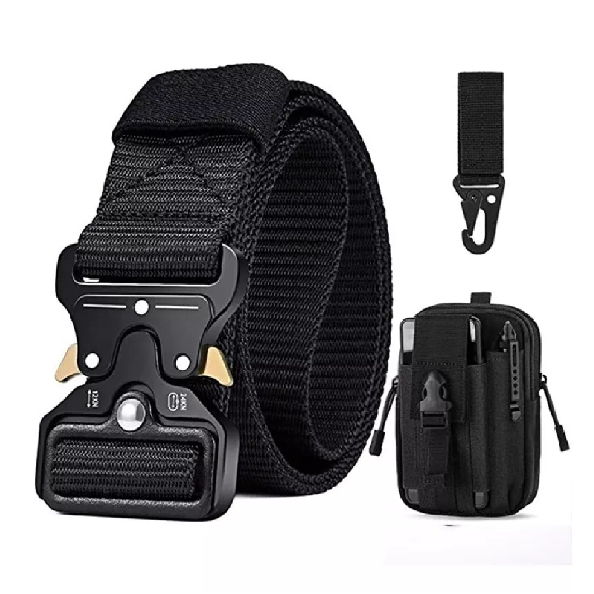 Cinturón Táctico Con Bolsa De Cinturón Táctico Y Gancho Negro L